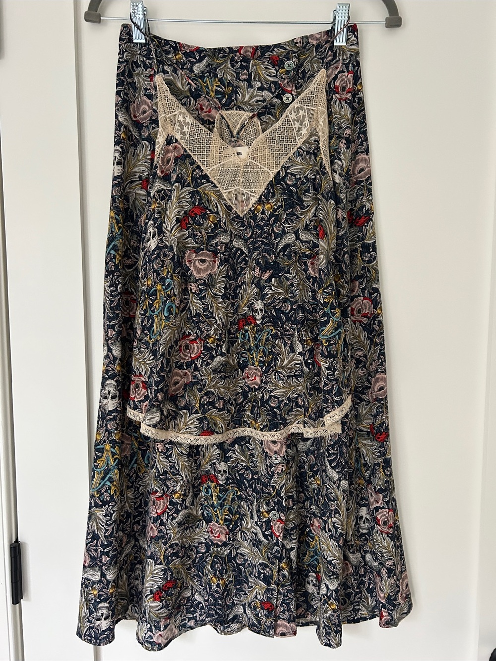 Zadig & Voltaire Floral Lace-Trim Maxi Skirt/Cami Set Black Multi